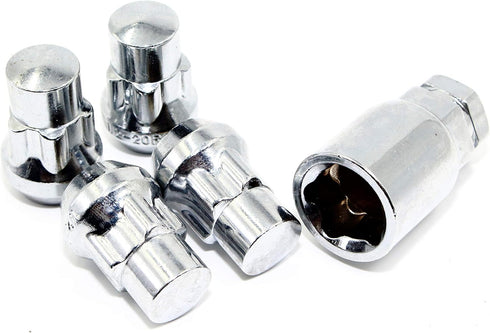 Set of 4 Veritek 14x1.5mm 1.40 Inch Chrome Acorn Bulge Tuner Socket Style Wheel Locks for Aftermarket Custom Wheels...
