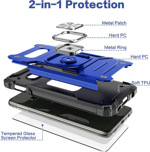 Galaxy S10E Case with Screen Protector, Galaxy S10E Cover, Shockproof Drop Test Case with Car Mount Kickstand Lightweight Protective Cover for Sam...