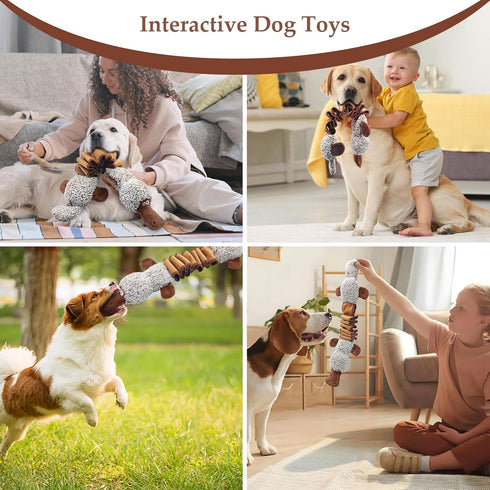 Squeaky Dog Toys, Interactive Tug of War Puppy Toys, Funny Plush Dog Chew Toys, Stuffed Dog Toys for Small,Medium and Large Dogs...