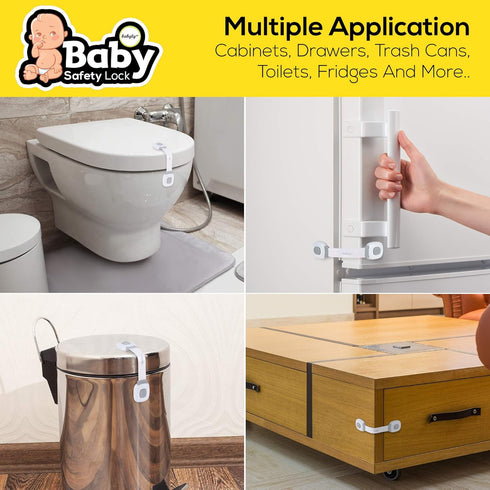 Baby Proofing Cabinet Locks – 6 Child Safety Latches with 2 Extra 3M Adhesives - Adjustable & Open from Both Sides - Door Latches for Drawers, Cup...