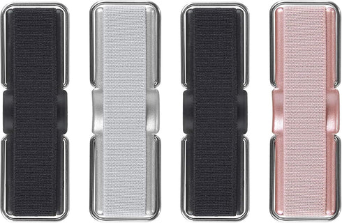 Phone Strap, CISID 4 Pcs Phone Finger Holder Back of Phone Grip with Stand Suitable for iPhone Samsung and Most Smartphones(Black Black Silver Ros...