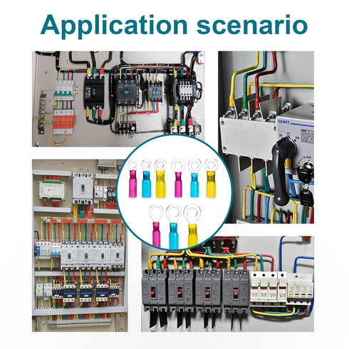 50 PCS Heat Shrink Wire Connectors, 12-10 AWG Ring Terminals Waterproof, 12-10 AWG 3/8" Stud(M10) Wire Terminals Marine Automotive...