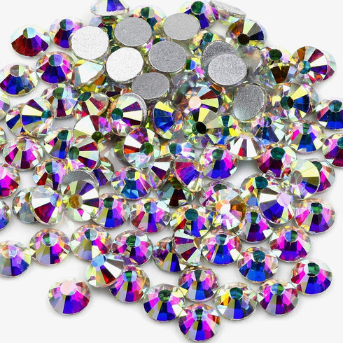 Rhinestones Non Hotfix ss 20 Crystal AB 1440 pcs,5mm Flat Back Glass Diamond Cut Stone,Spark Round Glitter Gems for DIY Craft,Shoes,Cup,Bling Proj...