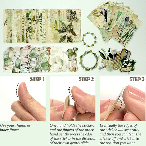 200 Pcs Vintage Ephemera Bundle Junk Journal Kit Scrapbook Supplies Paper Sticker Material Pack Scrapbooking Kit for Art Journaling Bullet Journal...