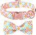 Dog Collar for Spring and Summer, Cotton Dog Collar with Bow with Safety Metal Buckle, Adjustable Puppy Collar for Small, Medium and Large Dogs L...