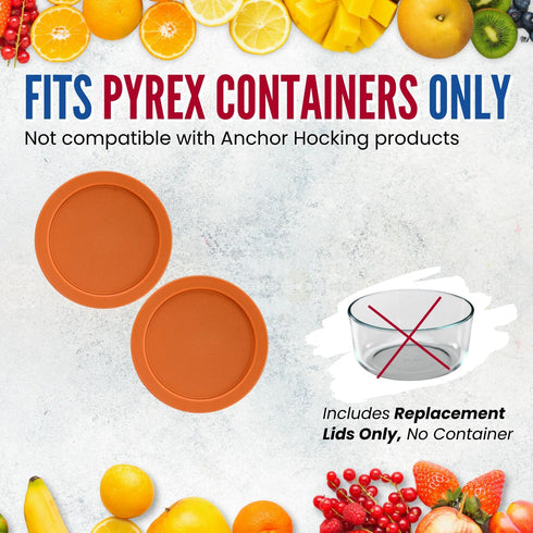 Replacement Lid for Pyrex 6" Storage Plastic Cover 4 Cup Bowl 7201-PC Orange (2-Pack)...
