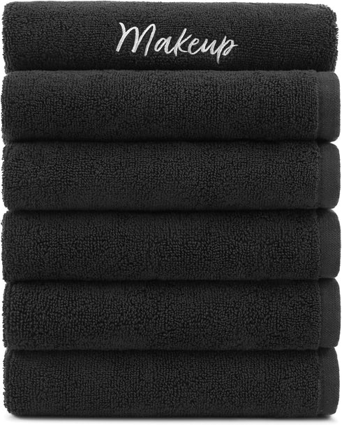 Arkwright Makeup Towels - Pack of 6 - Super Soft 100% Cotton, Gentle & Lightweight Small Fingertip Powder Room Washcloths, Guest Bathroom Essentia...