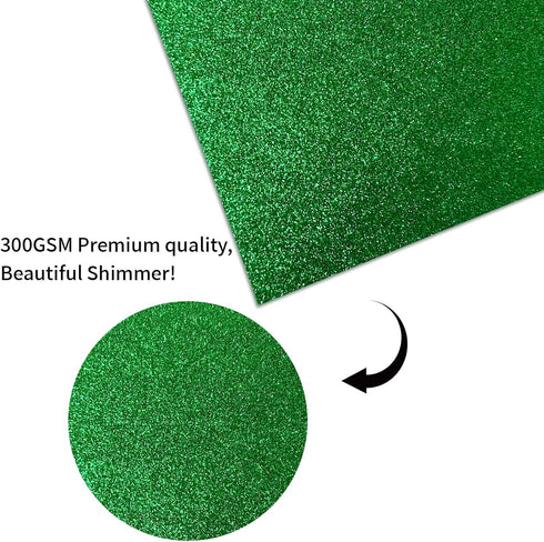 YINUOYOUJIA 12" x 12" 300 GSM Glitter Green Cardstock - 12 Sheets Glitter Paper - Perfect for DIY Projects, Scrapbooking, Crafts, Decorations, Wed...