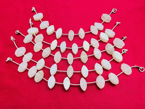 1 Strand White Druzy 9 Pcs Beads Size 12x6mm Marquoise Shape Cut Smooth Beads for Jewellery Making, Beading & Craft Supplies KCRAFTS-RK_k82...