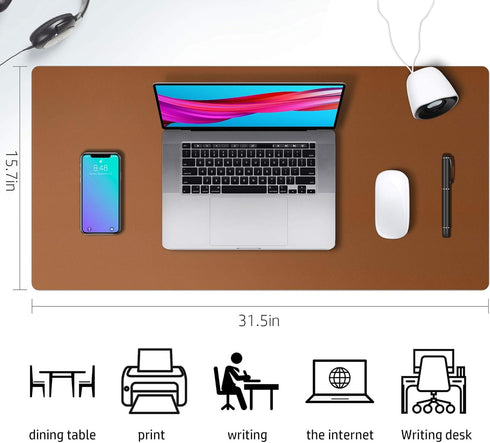 Leather Desk Pad Protector,Mouse Pad,Office Desk Mat, Non-Slip PU Leather Desk Blotter,Laptop Desk Pad,Waterproof Desk Writing Pad for Office and ...