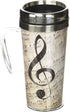 Spoontiques Insulated Travel Mug, 14oz - Double Wall Stainless & Acrylic Drink Cup with Twist Top Lid & Handle - Music...