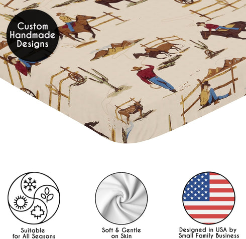 Sweet Jojo Designs Cowboy Western Baby Boy Fitted Mini Portable Crib Sheet for Wild West Collection - for Mini Crib or Pack and Play ONLY...