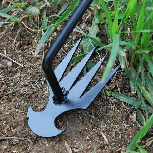 Weed Puller Tool Uprooting Weeding Tool with Long Handle Portable 4 Teeth Steel Hand Weeder Weed Remover Garden Standing for Backyard Farm Manual ...