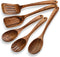 Kitchen Wooden Spoons Utensils Set for Cooking, 5 Piece Acacia Wood Spoon Cooking Utensils Apartment Essentials Wooden Turner Spoon Spatula Kitche...