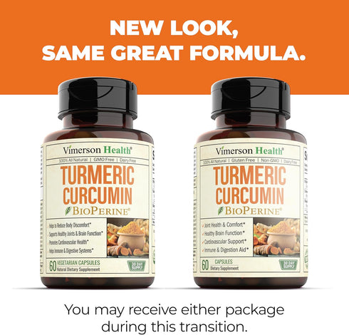 Turmeric Curcumin with Black Pepper Extract (Bioperine) & Organic Tumeric Vegan Joint Support Supplement. 95% Curcuminoids Turmeric Supplement for...
