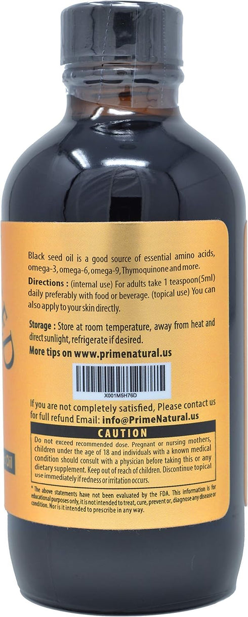 Organic Black Seed Oil 4oz - Cold Pressed Unrefined High Thymoquinone 1.7% USDA Certified - Turkish Origin Potent Nigella Sativa Liquid - Vegan Om...