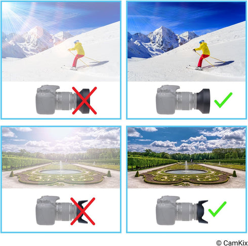 2 lens shades: tulip + rubber – 1 lens cap – reduces lens reflections – protects against excessive sunlight for enhanced photos and videos...