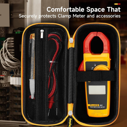 OLAIKE KingSung Hard Carrying Case For Fluke 323/324/325/302/303/305 Digital Clamp Multimeters, Wide Rubber Handle Strap With EVA Strong Drop-Resi...