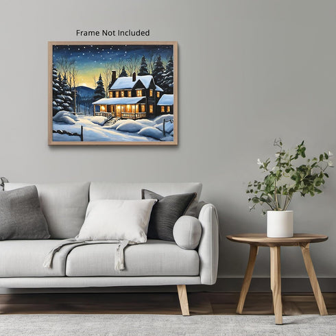 Posterizer 1 pcs- quaint old village-building in nature-night sky 15-Landscape & Nature Art-Floral Botanical Art- Decor for Home & Office- unframe...