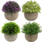 Ogrmar 4PCS Mini Plastic Artificial Plants Grass in Pot/Small Artificial Faux Greenery/Mini Plants Topiary Shrubs Fake Plants for Bathroom, House ...