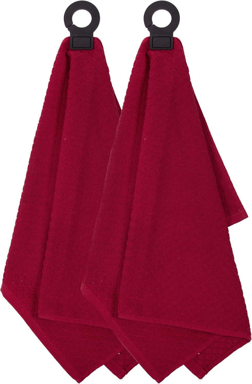 Ritz Premium Hook and Hang Towel, (2-Pack), 18" x 28", Long-Lasting Durable Rubber Hook, Highly Absorbent Super Soft Hand Cloths for Kitchen, Bath...