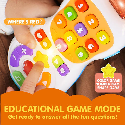 JOYIN Baby Toys 6-12 Months - TV Remote Control Toy with 40+ Music and Learning Phrases & Volume Control, Fun Toddler Learning Gifts for 1 2 3 Yea...