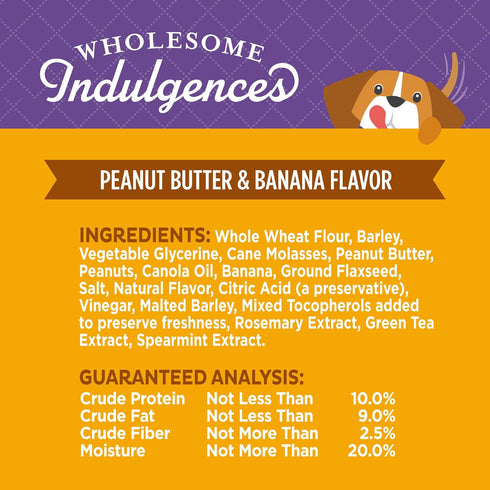 Old Mother Hubbard Wellness Wholesome Indulgences Peanut Butter & Banana Flavor Natural Dog Treats, 10 Ounce Bag...