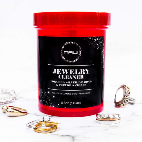 Maui Liquid Jewelry Cleaner Solution for Gold, Silver, Diamond. Safety Solution Comes with a Basket and Brushes for Extra Cleaning. NOT Guaranteed...