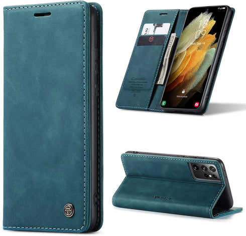 Kowauri Flip Case for Galaxy S21 Ultra - Leather Wallet With Card Slot and Magnetic Closure for Samsung Galaxy S21 Ultra 5G (Teal)...