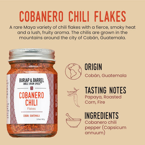 Burlap & Barrel Cobanero Chili Flakes - As Seen on Shark Tank! Smoky Heat, Fruity, Peachy Aroma - Red Powder Flakes for Spicy Dishes, Chili Powder...