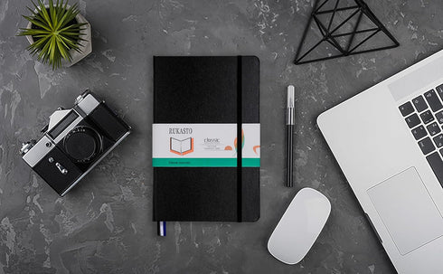 Hardcover Notebook Blank Journal Sketchbook for Drawing, Medium 5.5 by 8.4 Inch, 100 GSM Thick Paper (Black, Plain)...