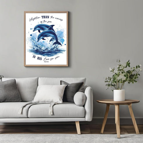 Posterizer 1 pcs-Mightier Than the Waves-Bible Verse Decor-Religious Posters-Quotes-Gifts for Christians-Decor for Church, Sunday School Classroom...
