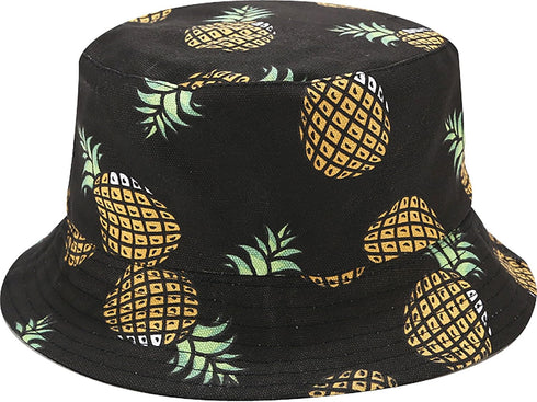Banana Print Bucket Hat Fruit Pattern Fisherman Hats Summer Reversible Packable Cap...