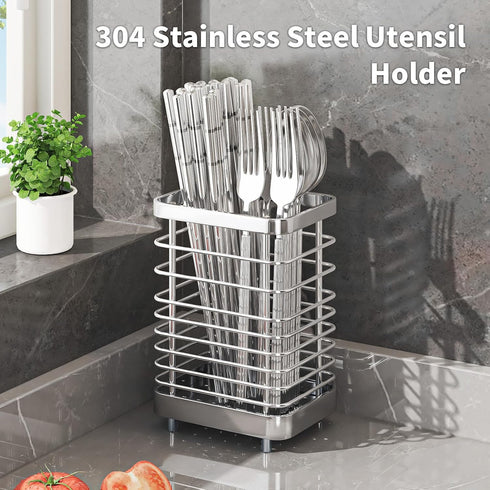 Kitchen Utensil Drying Rack,304 Stainless Steel Chopsticks Spoon Fork Knife Drainer Basket Flatware Storage Drainer, Dish Drainer for Kitchen Coun...