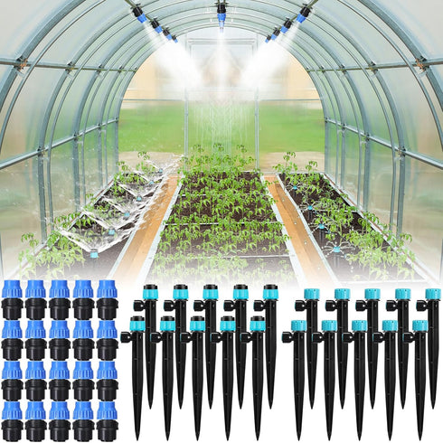 40 Pcs Fast Connect Drip Irrigation Emitters Kit Include 20 Mist Nozzles, 10 Drip Emitters and 10 Dripper Sprayers for 1/4" Garden Watering Tubing...