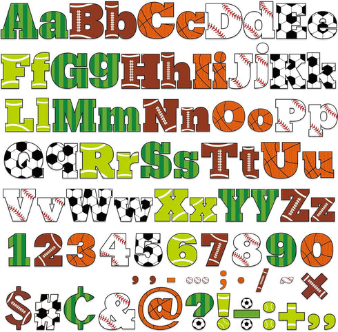 260pcs Sports Bulletin Board Letters for Classroom 4” Letters Combo Pack Set Football Soccer Classroom Decorations Alphabet Numbers Symbols Cutout...