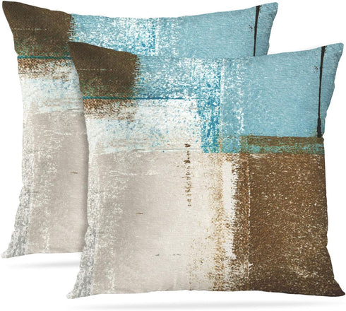 Britimes Throw Pillow Covers Modern Home Art Decor, 18 x 18 Inches Set of 2 Pillow Cases Decorative, Abstract Oil Painting Pillowcases for Bedroom...