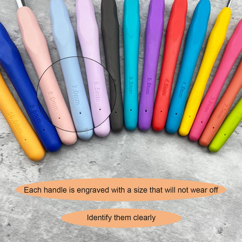 Mdoker Size H/8(5mm) Crochet Hook,Extra Long Crochet Hooks for Arthritic Hands,Ergonomic Grip Soft Handles for Beginners and Experiecced Crochet L...