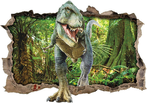 Dinosaur Forest Wall Stickers 3D Smashed Wall Decals Art Decor for Boys Kids Bedroom Nursery DIY...