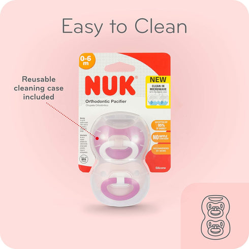 NUK Orthodontic Pacifiers, Boy, 0-6 Months, 2-Pack...