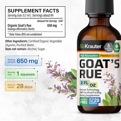 Goats Rue Lactation Supplement Tincture - Natural Lactation Support for Breast Tissue Health & Breast Milk Supply - Vegan, Organic, Alcohol & Suga...