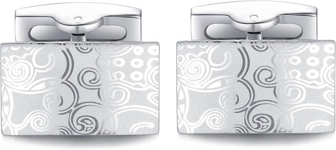HONEY BEAR Figured Pattern Cufflinks for Men Shirt Steel Wedding Gift Silver...