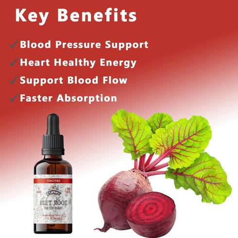 Beet Root Supplement - Liquid Beets Extra Fast Absorption - Beet Root Tincture Organic Extract, Gluten Free, 2 Fl Oz...