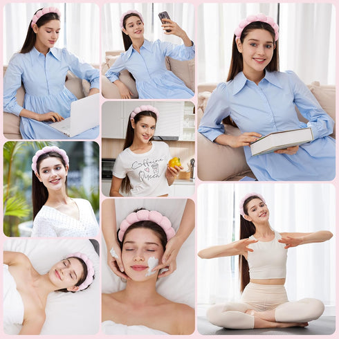 Headbands for Women - Spa Headband and Wristband Set - Headband for Washing Face,Facial Mask,Makeup and Skin Care,Gifts for Women and Teen Girl Gi...