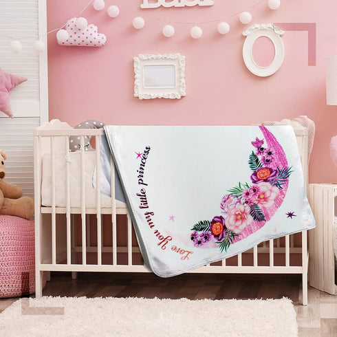 Baby Milestone Blanket Girl- Floral and Moon Design, Baby Girl Gifts, Nursery Decor Baby Shower, Newborn Baby Blanket, Baby Growth Chart Blanket, ...