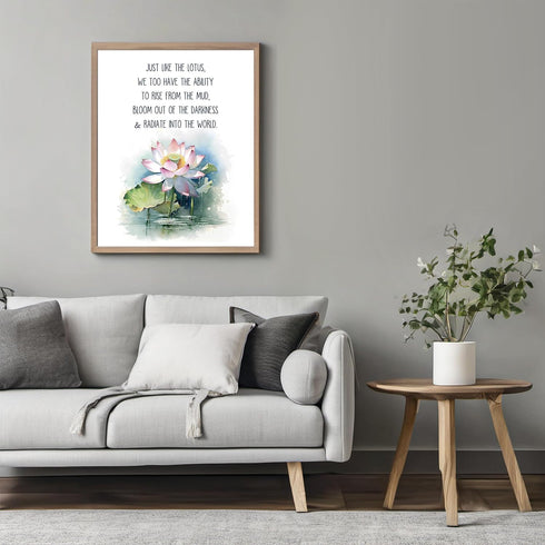 Posterizer 1 pcs-encouraging zen lotus flower positive quote-Floral & Botanical Art-Motivational & Inspirational Art-Decor for Home & Office- UNFR...