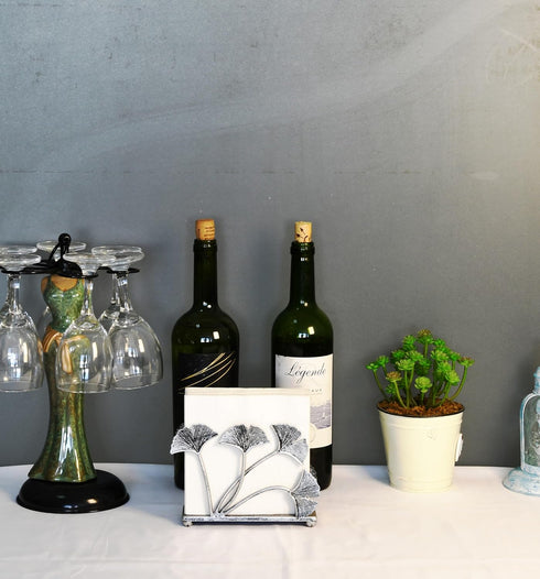 OwlGift Modern Ginkgo Leaves Design Napkin Holder for Tables, Metal Paper Napkin Storage for Kitchen, Stylish Paper Towel Dispenser, Mail Letter S...
