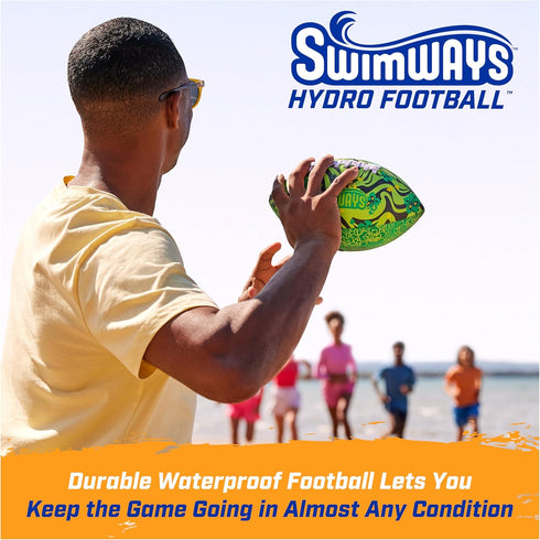 SwimWays Hydro Waterproof Football, Outdoor Games for Adults and Kids, Swimming Pool Accessories and Pool Party Games,9.25 Inches, Orange...
