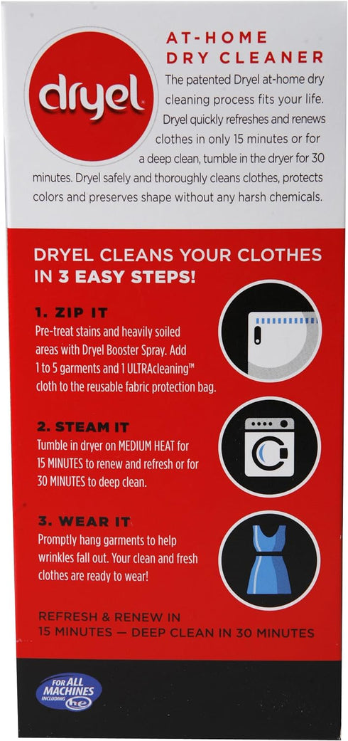 Dryel At-Home Dry Cleaning Starter Kit With Bag, Breeze Clean Scent 1 kit...