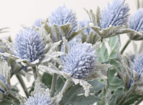 3 Pack Artificial Thistle Flowers Eryngiums Faux Plants Floral Tree Picks Christmas Greenery Picks and Sprays for Garden Wedding Prom Party Bouque...